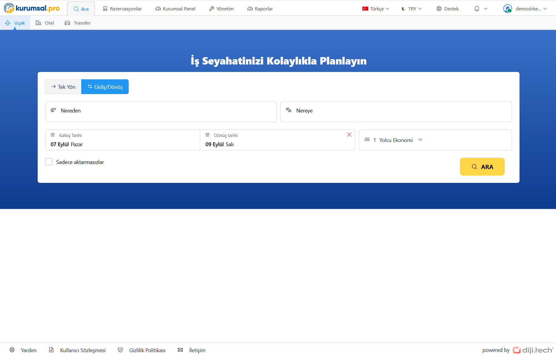 Ana Sayfa Dashboard Görünümü